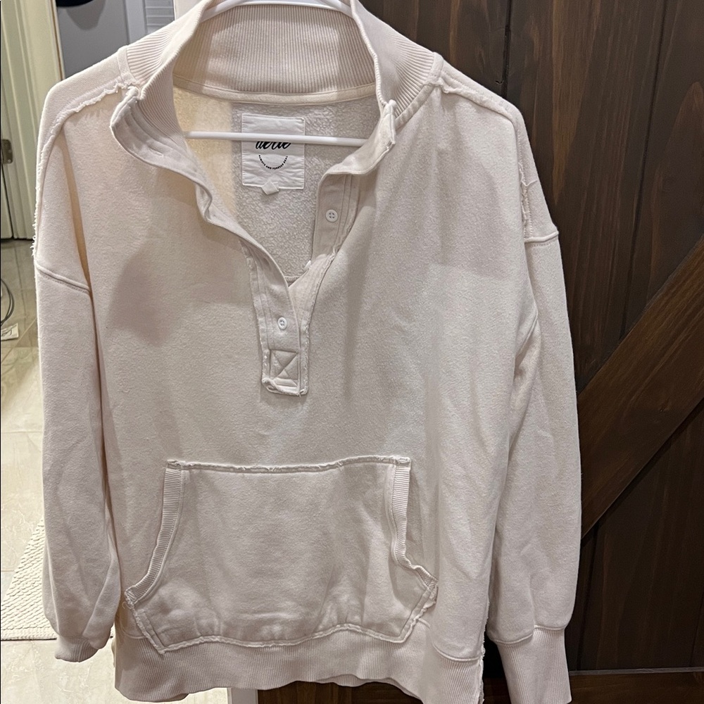 Aerie Cream Fleece Pullover